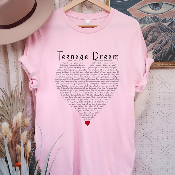 Olivia Rodrigo Lyric Tee, Teenage Dream, Pink (Unisex S-4XL)