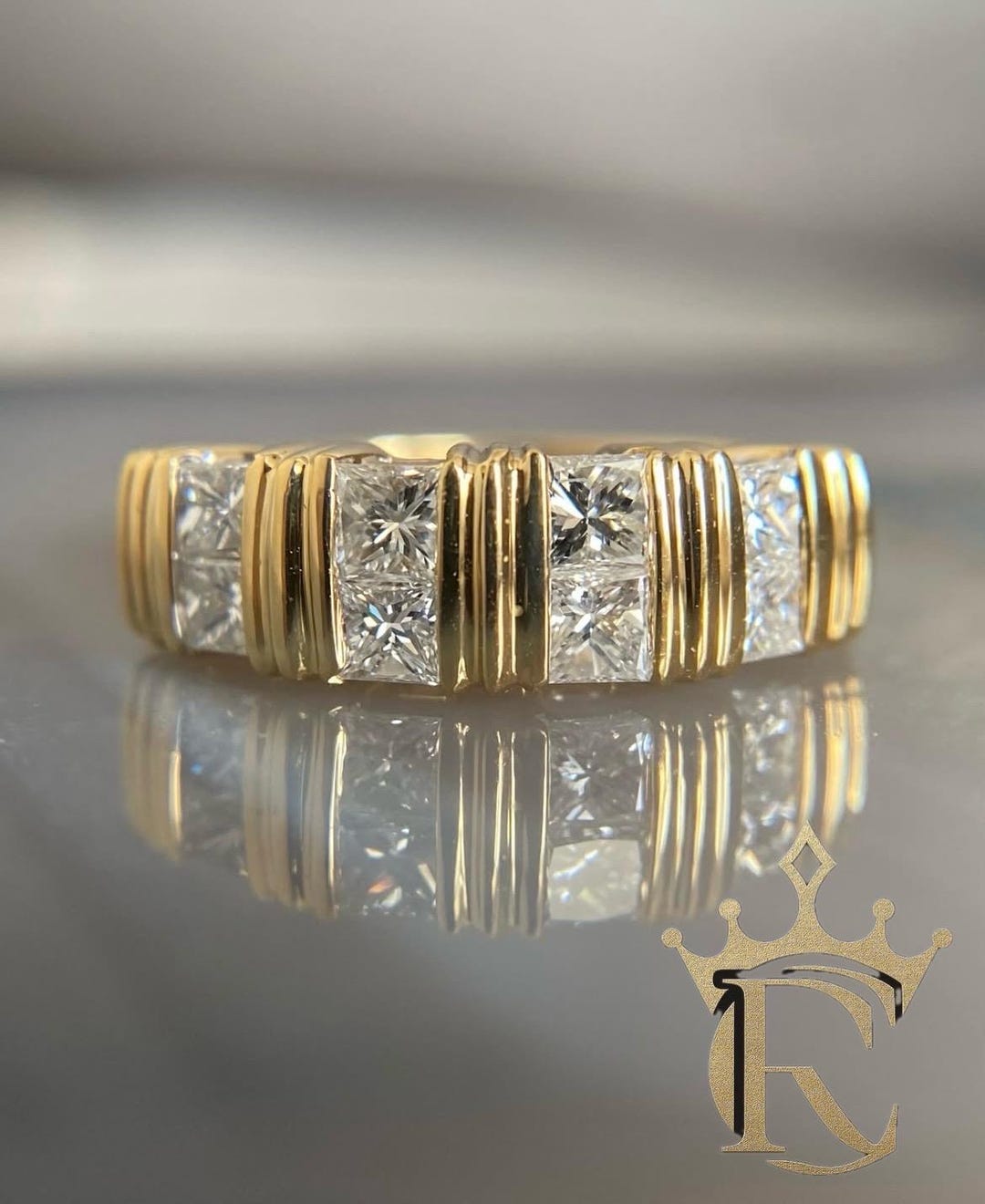 プリンセスカットダイヤモンドリング - Etsy 日本