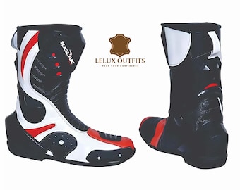 Waterproof Leather Motorcycle Racing Boots: CE Armored Biker Footwear