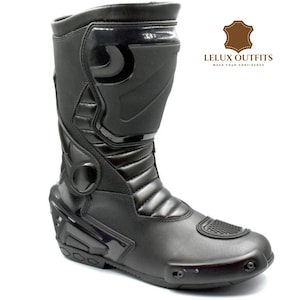 Waterproof Leather Motorcycle Boots by LeLux Outfits | CE Approved Racing Riding Boots | Premium Motorbike Gear for Men