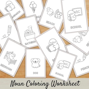 Montessori-Inspired Noun Activity - Color and Learn Nouns Worksheets - Toddler Word Building Kit - ESL Learners - nd Grade Grammar Language
