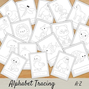 Alphabet Tracing and Coloring Worksheets - Learn Letters -  ABC Tracing Book Printable Alphabet Activity Book - Kindergarten Pre-K Preschool