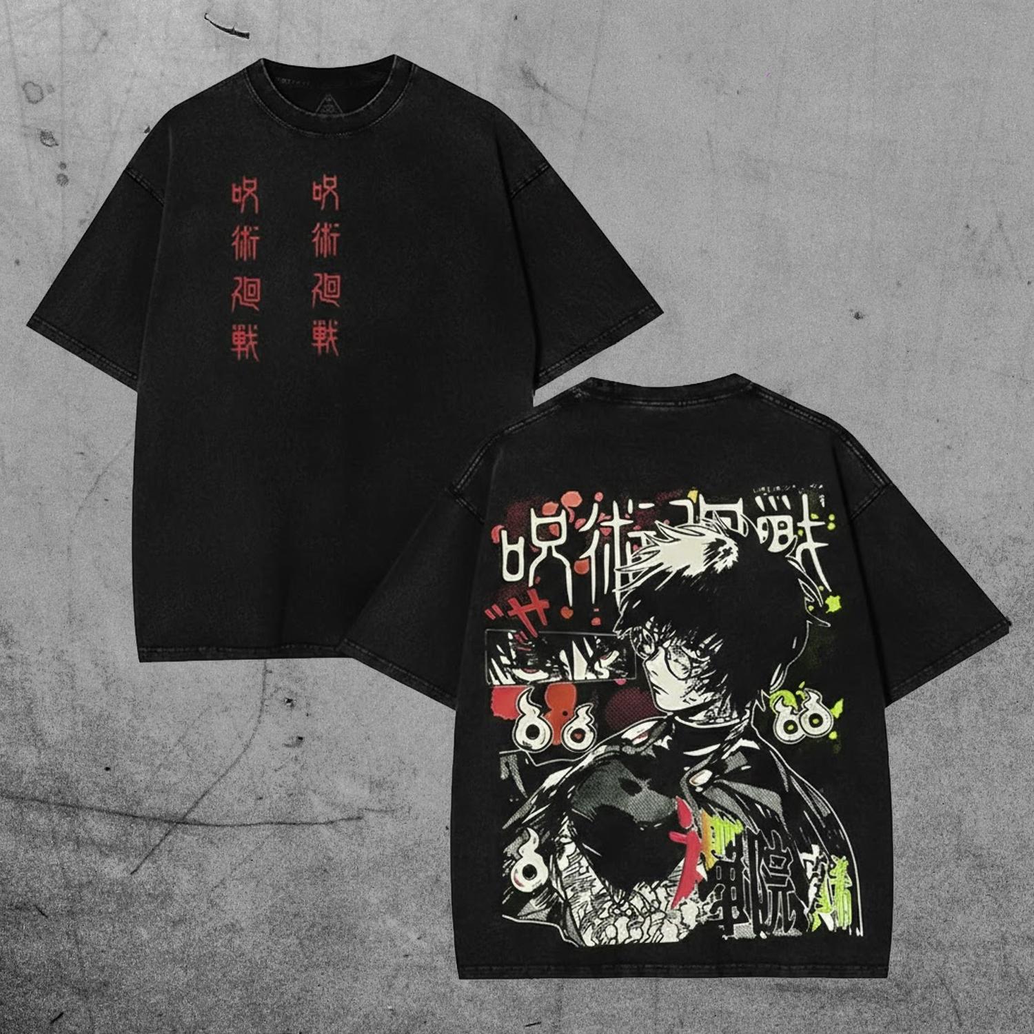 T-shirt Jujutsu Kaisen Avec Geto Suguru – Graphisme Anime Style 90s – Noir – Toutes Tailles Unisex