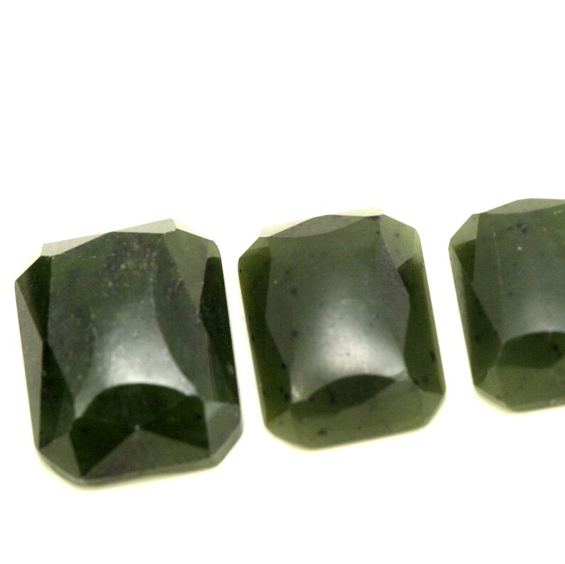 1 pc 15x20 mm green jade high dome 6.7 mm genuine octagon rectangle cabochon