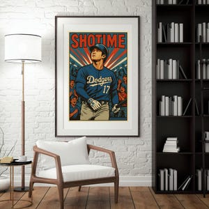 Art mural Shohei Ohtani – Poster numérique « ShoTime » – Impression de baseball vintage de style bande dessinée – Fan Art des Dodgers