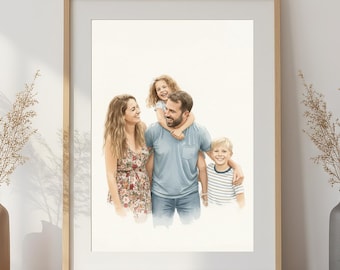 Custom Watercolor Portraits From Photo, Personalized Couple Proposal Wall Art, Gift for Girlfriend or Boyfriend, Wedding or Engagement Gift