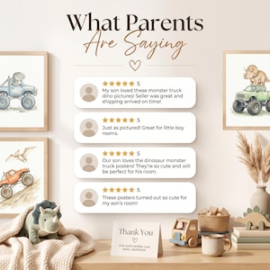 Conjunto de 3 láminas decorativas de dinosaurios y monster trucks para pared, láminas infantiles de acuarela con T-Rex, Triceratops y Pterodáctilos, conjunto de pósteres para la decoración de la habitación infantil. imagen 13