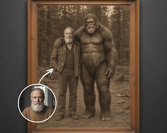 Custom Bigfoot Vintage Portrait Funny Personalized Cryptid Sasquatch Print Mystery Wall Art 19th Century Sasquatch Poster Bigfoot Lover Gift