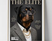 Custom Dog Portrait From Photo, Funny Pet Magazine Cover, Personalized Pet Wall Art Gift, Digital Download