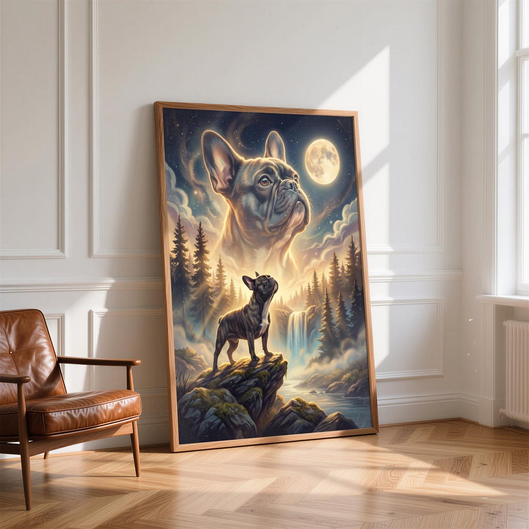 French Bulldog Howling to the Moon Poster, French Bulldog Wall Art, Dog ...