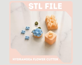 Hydrangea Mini Flower and Leaf Cutter Bundle STL – Flower Making Tool (Digital Download)