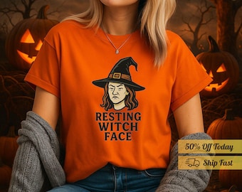 Resting Witch Face Shirt | Funny Halloween Tee | Spooky Witch Top | Sarcastic Fall Party Shirt | Cute Witch Graphic T-Shirt