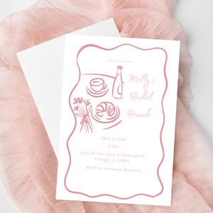 Szablon zaproszenia na wieczór panieński Brunch i szampan Canva, edytowalny wieczór panieński Brunch i szampan, impreza Boho Mimosa, brunch z szampanem