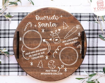 Weihnachtsmann Tablett rund - Spanische SVG, Schneidedatei Weihnachten SVG, Schneidedatei
