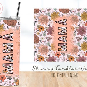 Mama Skinny Tumbler Wrap, Sublimationsdesign, spanisches Design, PNG-Datei, Dia de las Madres