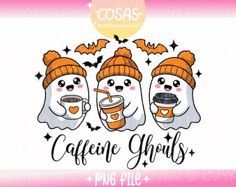 Caffeine Ghouls Halloween PNG | Cute PNG | Funny Halloween Shirt Design | Sarcastic Quote Digital Download