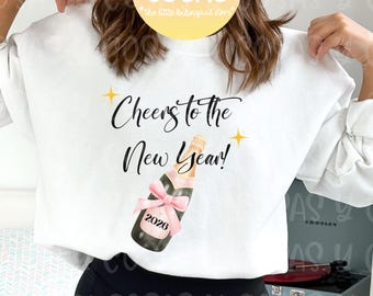 Cheers to the New Year, New Year Design, Champagne bottle, Sublimation Design, PNG File, New Year's, Spanish Design.