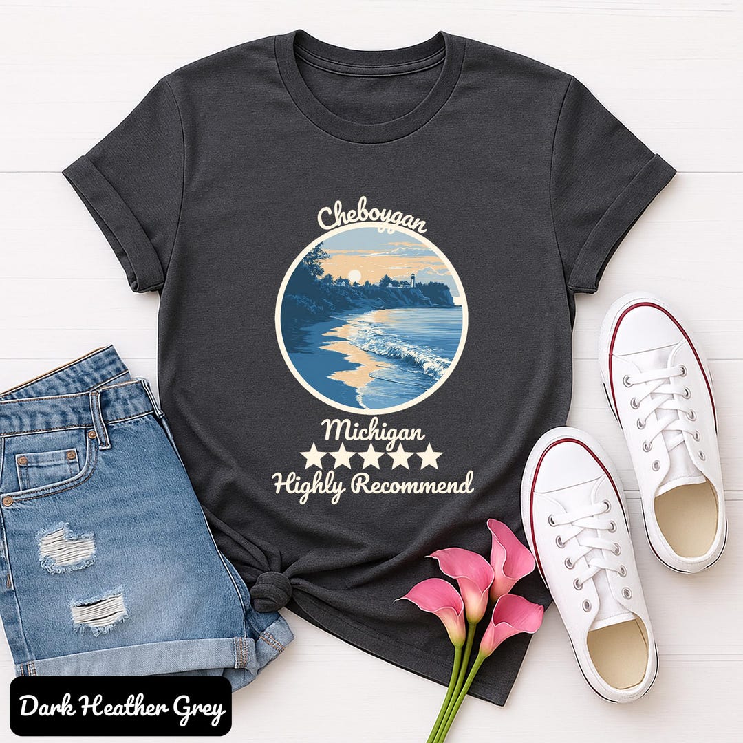 Cheboygan Michigan Tee, Coastal Beach Art Shirt - Etsy