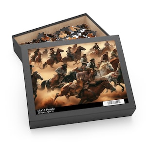 Western Themed Puzzle, Cowboy & Horse Jigsaw, Rustic Home Décor, Family Game Night, Gift for Horse Lovers, Unique Puzzle Art