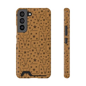 Rustic Phone Case with Card Holder, Western Cowboy Design, Slim Protective Wallet Case, Festival Essential, Gift for Him or Her