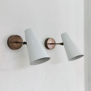 Mid Century Brass Wall Sconces: 1950&#39;s Diabolo Style, Stilnovo Lamps