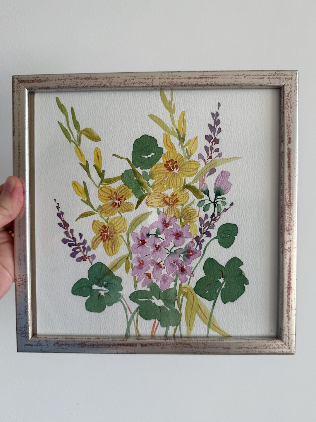 Original Watercolor Painting in Frame 20x20 Cm – Framed Wall Art - Etsy