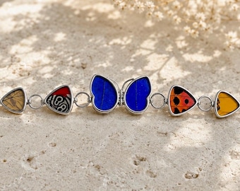 Reversible Butterfly Wing Sterling Silver Bracelet, Boho Nature Jewelry
