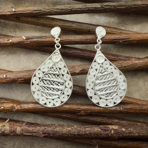 Filigrana Teardrop Earrings -Handmade 950 Silver Drop Earrings from Peru