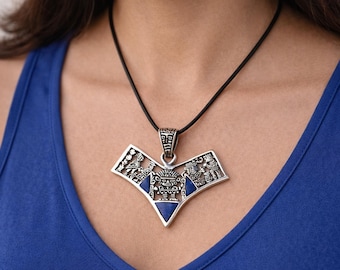 Inca Warrior Pendant 950 Silver Necklace, Peruvian Artisan Andean Symbol Jewelry