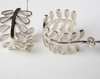 950 Sterling Silver Filigree Leaf Earrings | Handmade in Peru | Nature Inspired Artisan