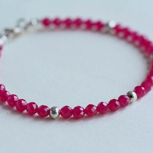Handmade Faceted Ruby Bracelet – 950 Sterling Silver Accents