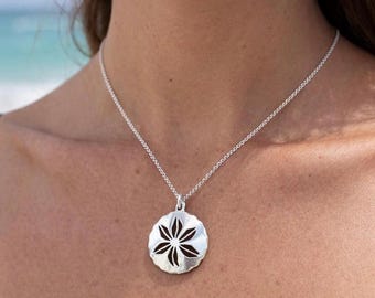 Sterling Silver Sand Dollar Necklace – 925 Beach Pendant – Coastal Ocean Jewelry for Women