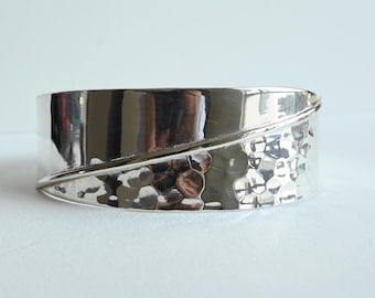 Hammered 950 Silver Cuff Bracelet | Handmade Artisan Statement Jewelry
