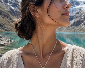 950 Silver Chavin Head Pendant Necklace, Iolite Stones, Peruvian Jewelry (Chain Included)
