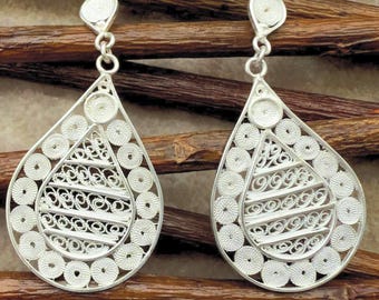 Handmade Filigree Teardrop Earrings – 950 Sterling Silver Peruvian Artisan Jewelry