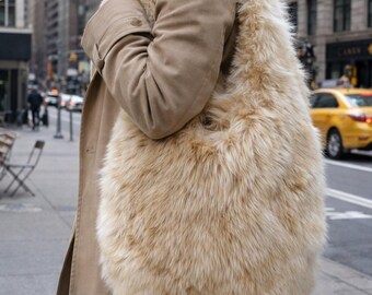 Mother’s Day gift. Baby Suri Alpaca Fur Tote – Soft Luxury Handbag, Peruvian Fluffy Purse
