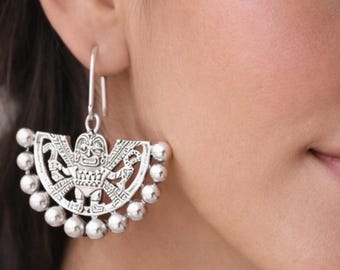 Handmade 950 Silver Statement Earrings – Andean Inspired Artisan Jewelry