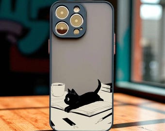 漫画風猫のiPhoneケース - 面白い漫画風、耐衝撃カバー