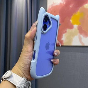 PurrCharm 3D-fodral med kattöron – Magnetiskt trådlöst laddningsfodral för telefonen med rem
