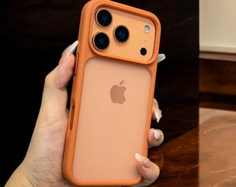Orange Matte iPhone Hülle: Stoßfeste TPU-Hülle mit Metallknöpfen