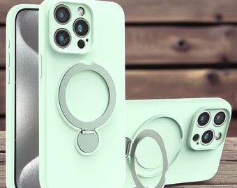 MagnaRing Grip Case - Weiche magnetische Silikon-Schutzhülle für iPhone mit integrierter Standfunktion