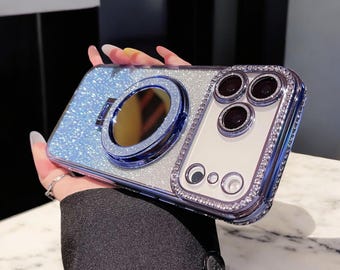 Glitter Diamond Mirror Stand iPhone Case: Shockproof Glamour
