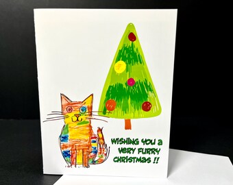 One 5x7 Christmas card from the cat. If your feline sent a card this would be it. Inside: "Have a serene and nap filled Christmas"