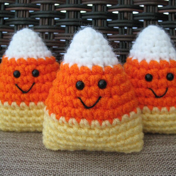 Crochet Candy Corn, Set of 3, Bowl Fillers