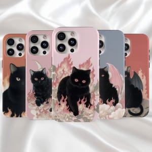 Devil Cat Phone Case - Fire and Darkness Art | Gothic Inferno Design