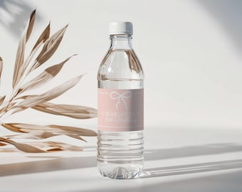 Pink Bow Ballerina Birthday Water Bottle Label (Canva Editable)