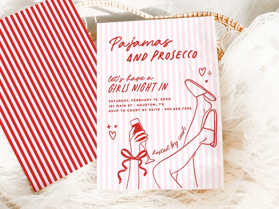Editable Girls Night in Invite | Valentine’s Day Galentine Party | Pink ...