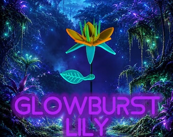 Glowburst Lily – Fluorescent Blacklight UV Reactive Neon Acrylic Flower Glow Decor