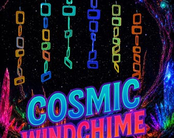 Cosmic Windchime - Retro blacklight reactive mobile that fluoresces under UV light