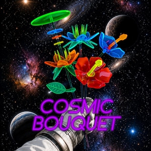 Cosmic Bouquet – Fluorescent Blacklight UV Reactive Neon Acrylic Flower Glow Decor